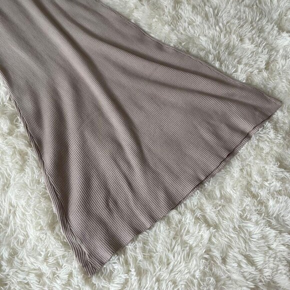 Gieal Sleeveless Rib Knit Flare Dress S Greige - Picture 4 of 7